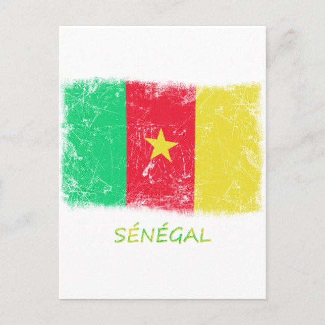 Cartão Postal Grunge Senegal Flag (Frente)
