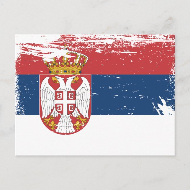 Cartão Postal Grunge Sérvia Flag (Frente)