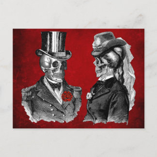 Cartão Postal Grunge Skull Skeleton Casal