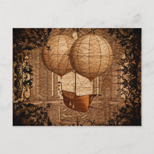 Cartão Postal Grunge Steampunk Victorian Airship