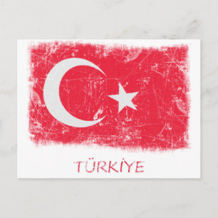 Cartão Postal Grunge Turkey Flag