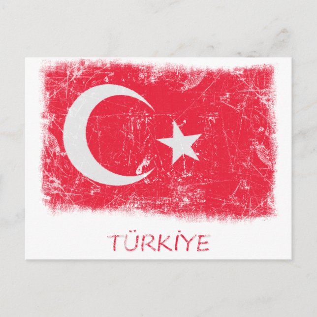 Cartão Postal Grunge Turkey Flag (Frente)