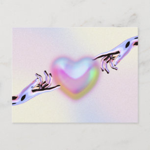 Cartão Postal Grunge y2k coração com casal dia de os namorados