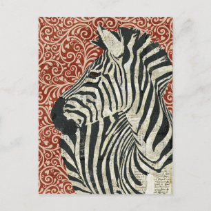 Cartão postal Grunge Zebra Damask
