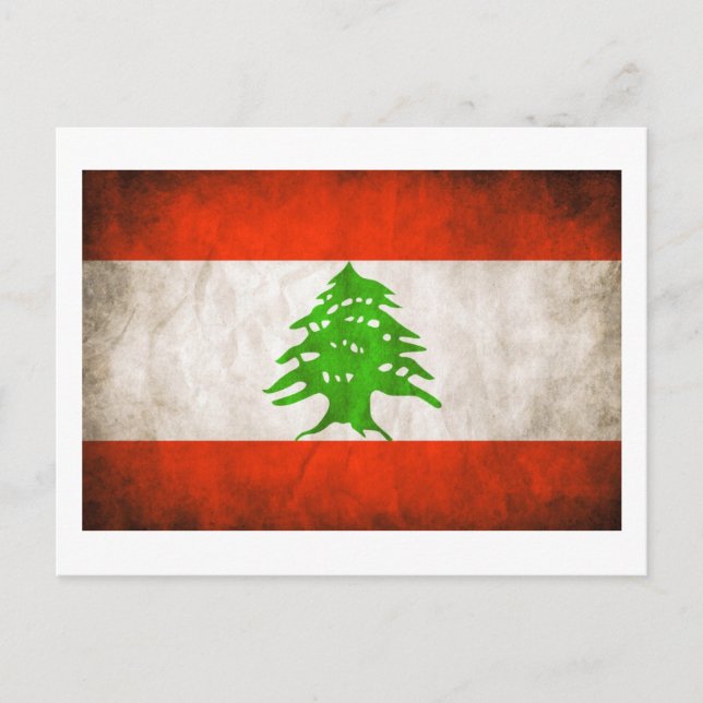 Cartão Postal Grungy Lebanon Flag (Frente)