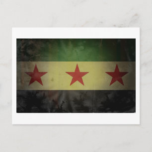 Cartão Postal Grungy Syria Flag