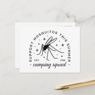 Cartão Postal Grupo de acampamento mosquito engraçado viagem de