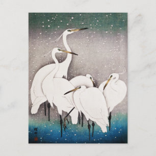 Cartão Postal Grupo de Egrets, Ohara Koson, Arte Japonesa Vintag