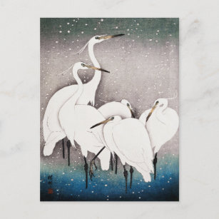 Cartão Postal Grupo de pintura de Egrets por Ohara Koson