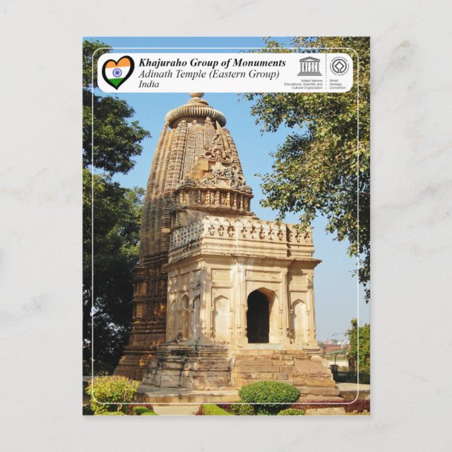 Cartão Postal Grupo Khajuraho de Monumentos - Templo de Adinath (Frente)