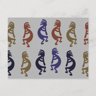 Cartão Postal Grupo Kokopelli de Figuras Tocando Flauta Café Mu