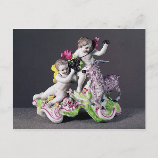 Cartão Postal Grupo Longton Hall, dois putti com cabra, c.1755 (Frente)