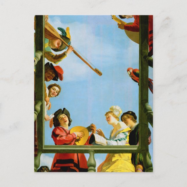 Cartão Postal Grupo Musical Varanda Arte de Gerrit Van Honthorst (Frente)