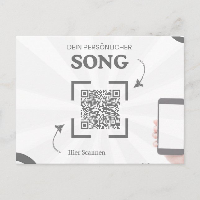Cartão Postal Grußkarte mit QR-Code für einen Song (Frente)