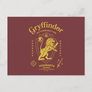 Cartão Postal GRYFFINDOR™ Determinação Coragem Bravura Brasão