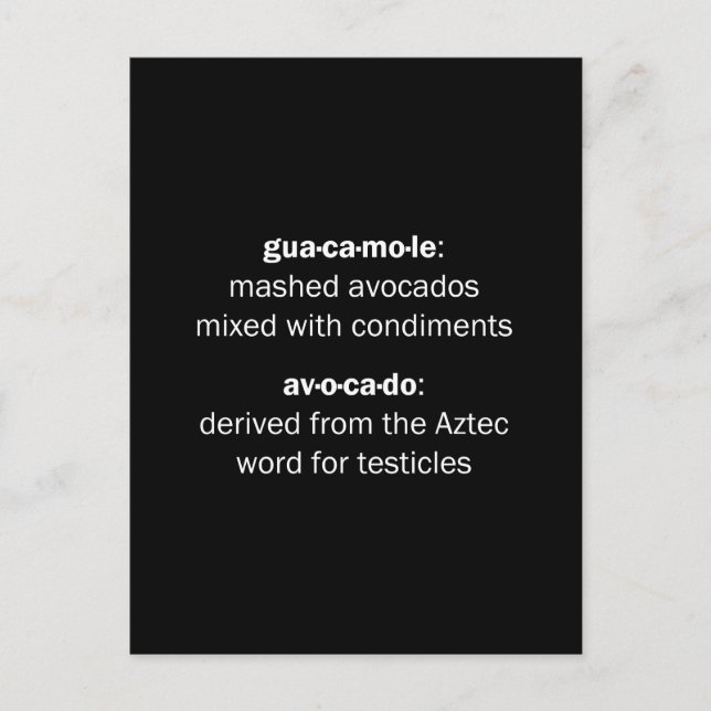 Cartão Postal Guacamole Testicles (Frente)
