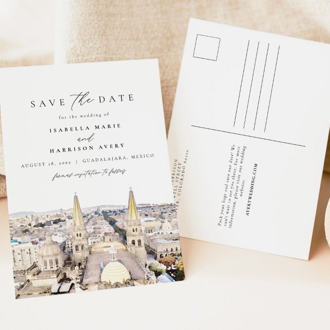 Cartão Postal GUADALAJARA MEXICO Cidade Skyline Salvar Data (Criador carregado)