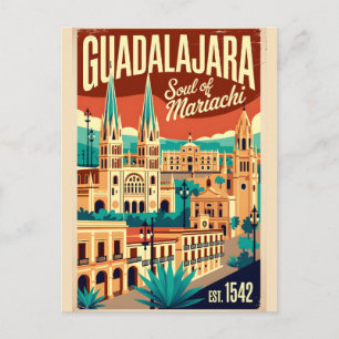 Cartão Postal Guadalajara Vintage México Alma do Mariachi Retro
