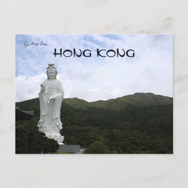 Cartão Postal Guan Yin Tsz Shan Mosteiro Budista Hong Kong (Frente)