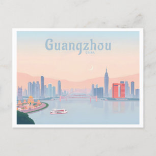 Cartão Postal Guangzhou China Pearl River Pastel Viagem