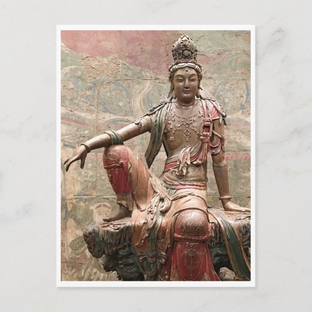 Cartão Postal Guanyin Bodhisattva Antigo Budismo Chinês (Frente)