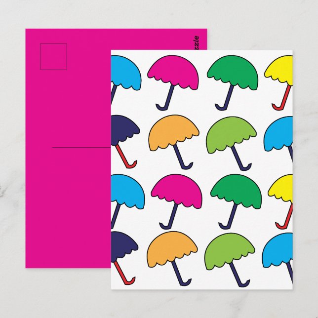 Cartão Postal Guarda-chuva Colorido Guarda-chuva (Frente/Verso)