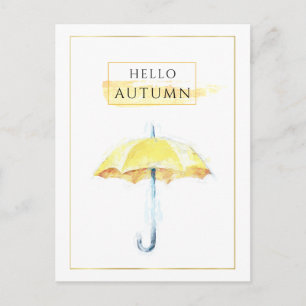 Cartão Postal Guarda-chuva de Outono Dourado Artístico e Elegant
