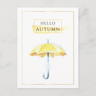 Cartão Postal Guarda-chuva de Outono Dourado Artístico e Elegant