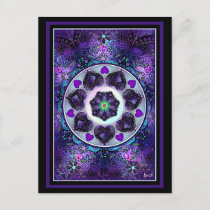 Cartão Postal Guarda-chuva e corações roxos.7