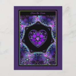 Cartão Postal Guarda-chuva e corações roxos .7