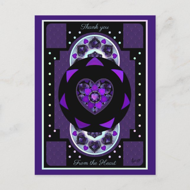 Cartão Postal Guarda-chuva e corações roxos .7 (Frente)