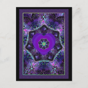 Cartão Postal Guarda-chuva e corações roxos.7