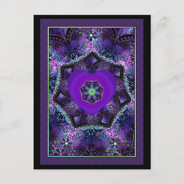 Cartão Postal Guarda-chuva e corações roxos.7 (Frente)