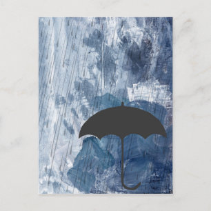 Cartão Postal Guarda-chuva no chá azul