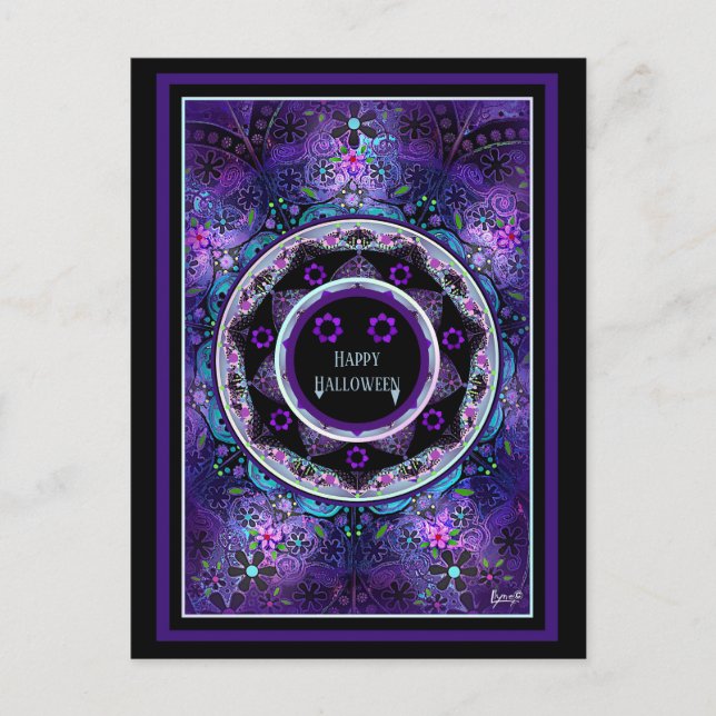 Cartão Postal Guarda-chuva roxo & corações.7 (Frente)