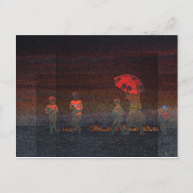 Cartão Postal Guarda-chuva vermelha (Frente)