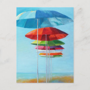 Cartão Postal Guarda-chuvas de solitário Beach à espera de ser