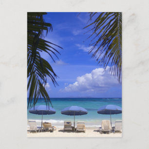 Cartão Postal guarda-chuvas na praia, Rua. Maarten, Caribe