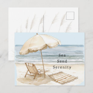 Cartão Postal Guarda-sol Serenidade Praia de Areia