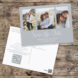 Cartão Postal Guardar o Código QR de Foto de Casamento Azul Dust