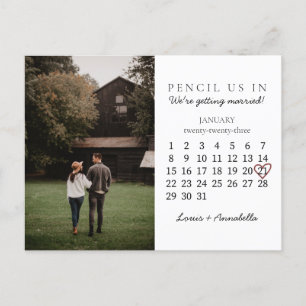 Cartão Postal Guardar o Coração do Rosa do Calendário Jan 2023 M