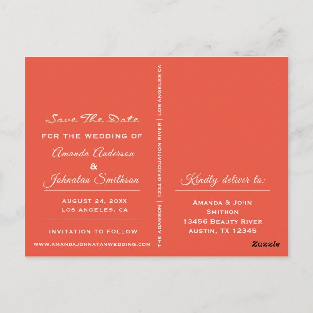 Cartão Postal Guardar O Coral Vívido Da Fotografia Do Script Do  (Verso)