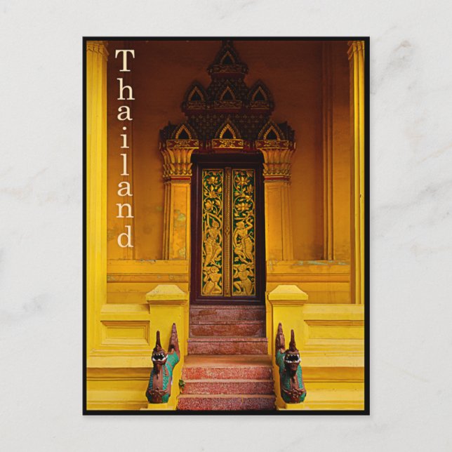 Cartão Postal Guardiões de entrada do templo, Tailândia (Frente)