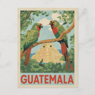 Cartão Postal Guatemala Mayan Ruins & Tropical Birds Viagem Art