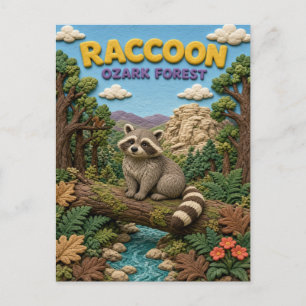 Cartão Postal Guaxinim Ozark Floresta Moderno KlayKoo