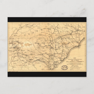 Cartão Postal Guerra Civil - Mapa Atlanta para Goldsboro
