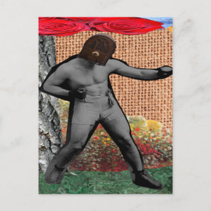 Cartão Postal Guerra e Paz e o Narcisista (Colagem Surrealista)