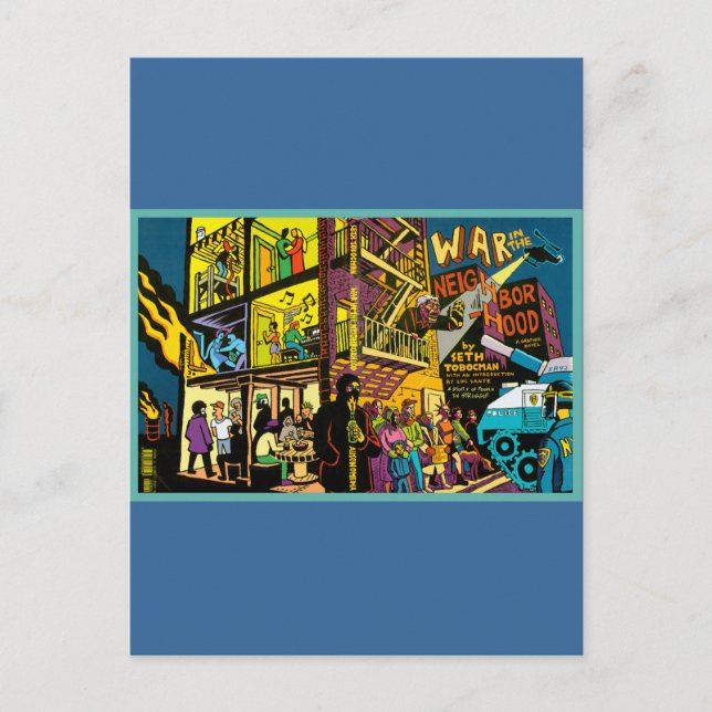 Cartão Postal Guerra na Arte Cartoon de Vizinhança (Frente)