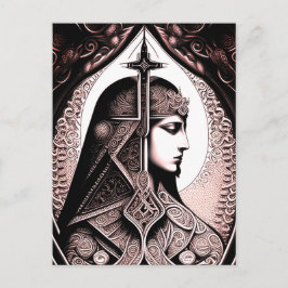 Cartão Postal Guerreira em estilo Art Deco