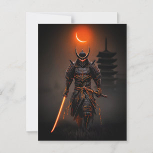 Cartão Postal Guerreiro Futurista Samurai Ciberpunk